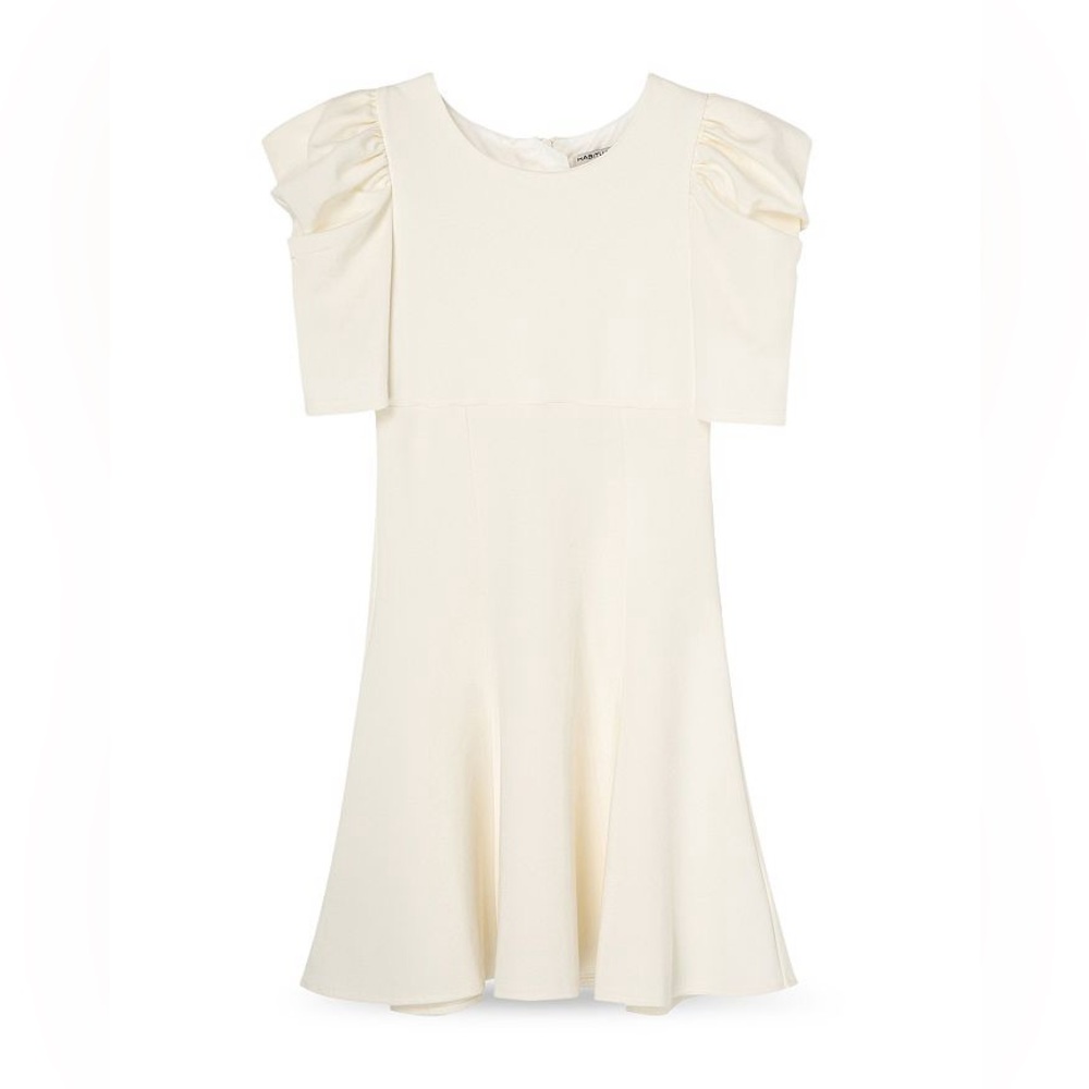 2T Habitual Kid White flounce dress with puff sleeve